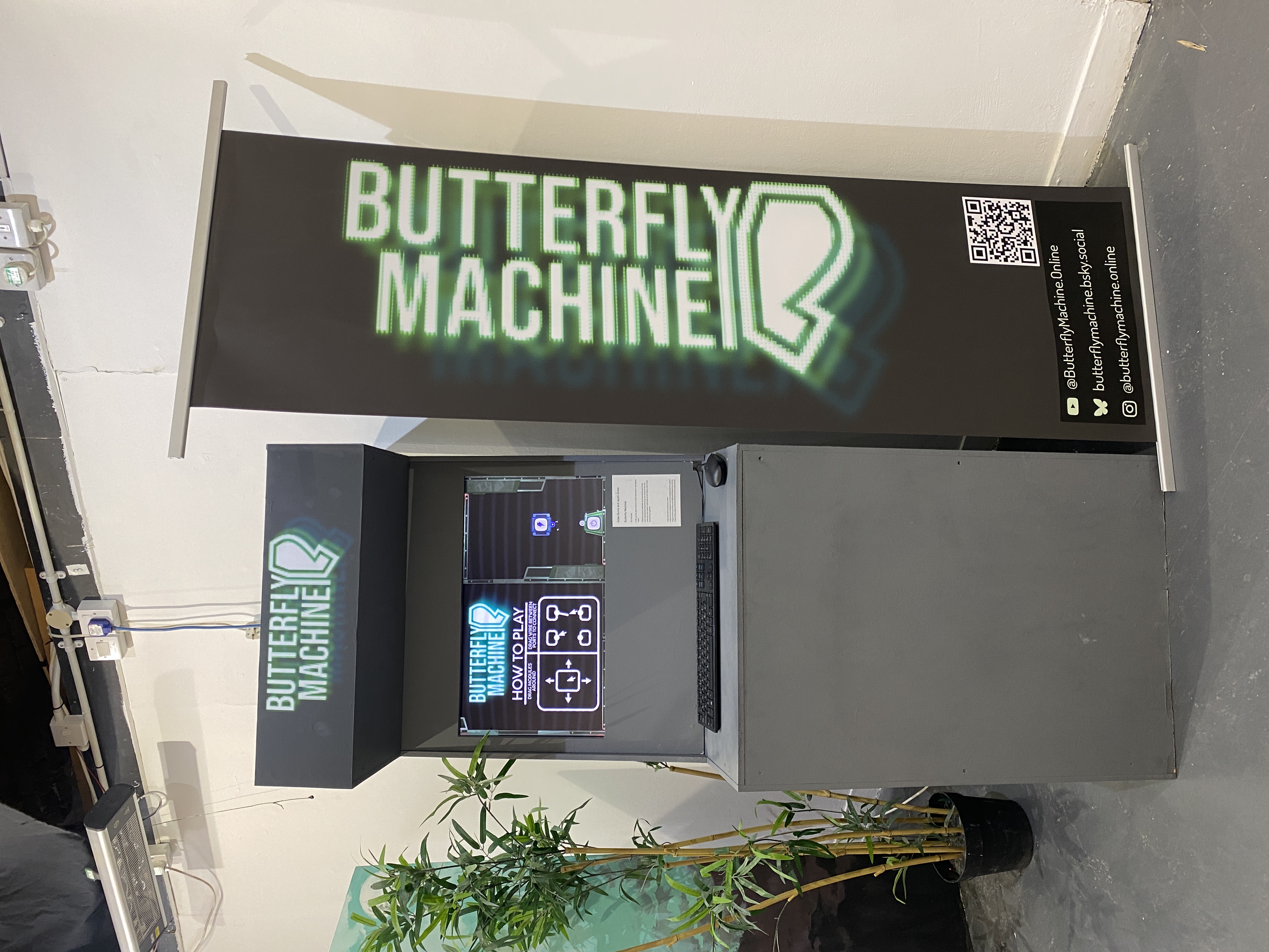 Our grey Butterfly Machine cabinet in our London degree show.