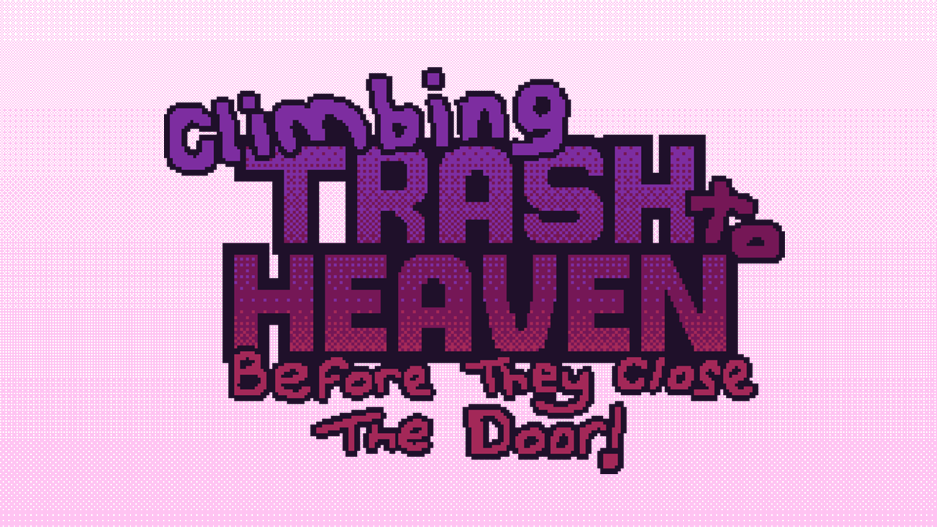"CTTHBTCTD" key art - cartoonish, pixely text in pinks and purples on a cloudy background